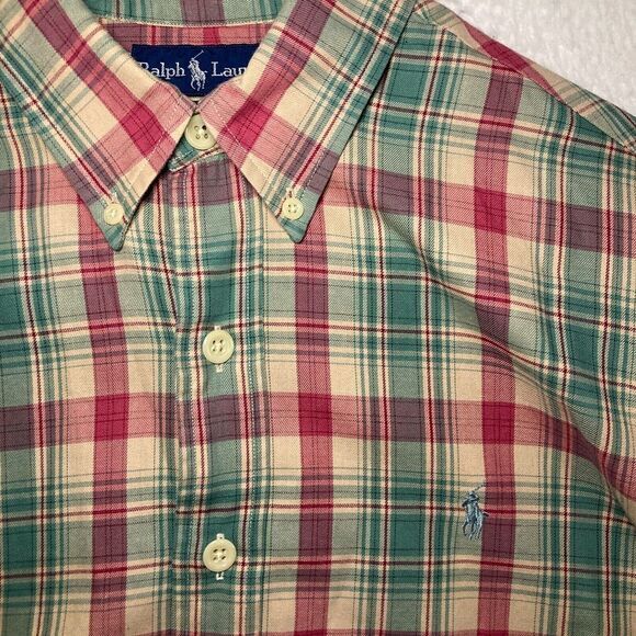 Ralph Lauren Custom Fit Shirt Mens L Plaid Long Sleeve Button Down Preppy Office - Picture 2 of 8